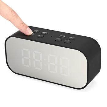 

BT501 Portable Wireless Alarm Clock Bluetooth Stereo Audio Speaker AEC Column Subwoofer Music Sound Box LED Mirror Time Display