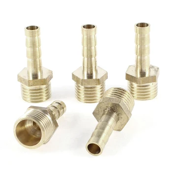 

5 Pcs 6mm Male Thread to 6mm Hose Barb Brass Straight Coupling Fitting