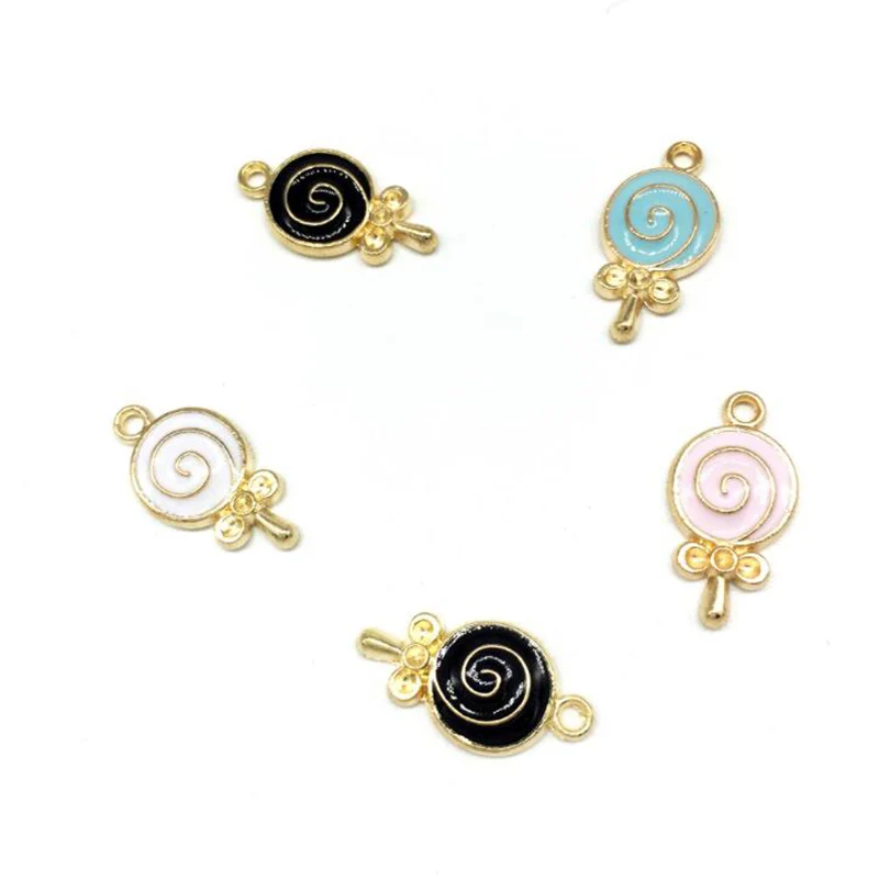 

Lovely Lollipop Alloy Enamel Charms For Jewelry Making 10pcs/pack DIY Handmade Pendant Fit Ear Necklace Decor Accessories
