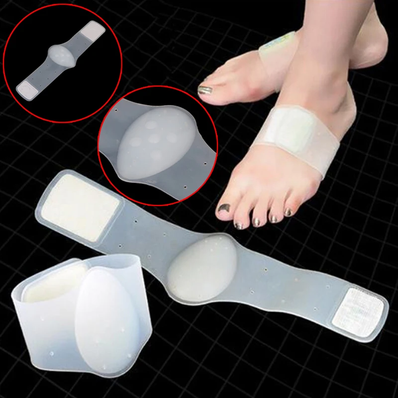 1 Pair Elastic Silicone Gel Arch Support Brace Wrap For Heel Pain Flat Foot Support Cushion Foot Care Tool