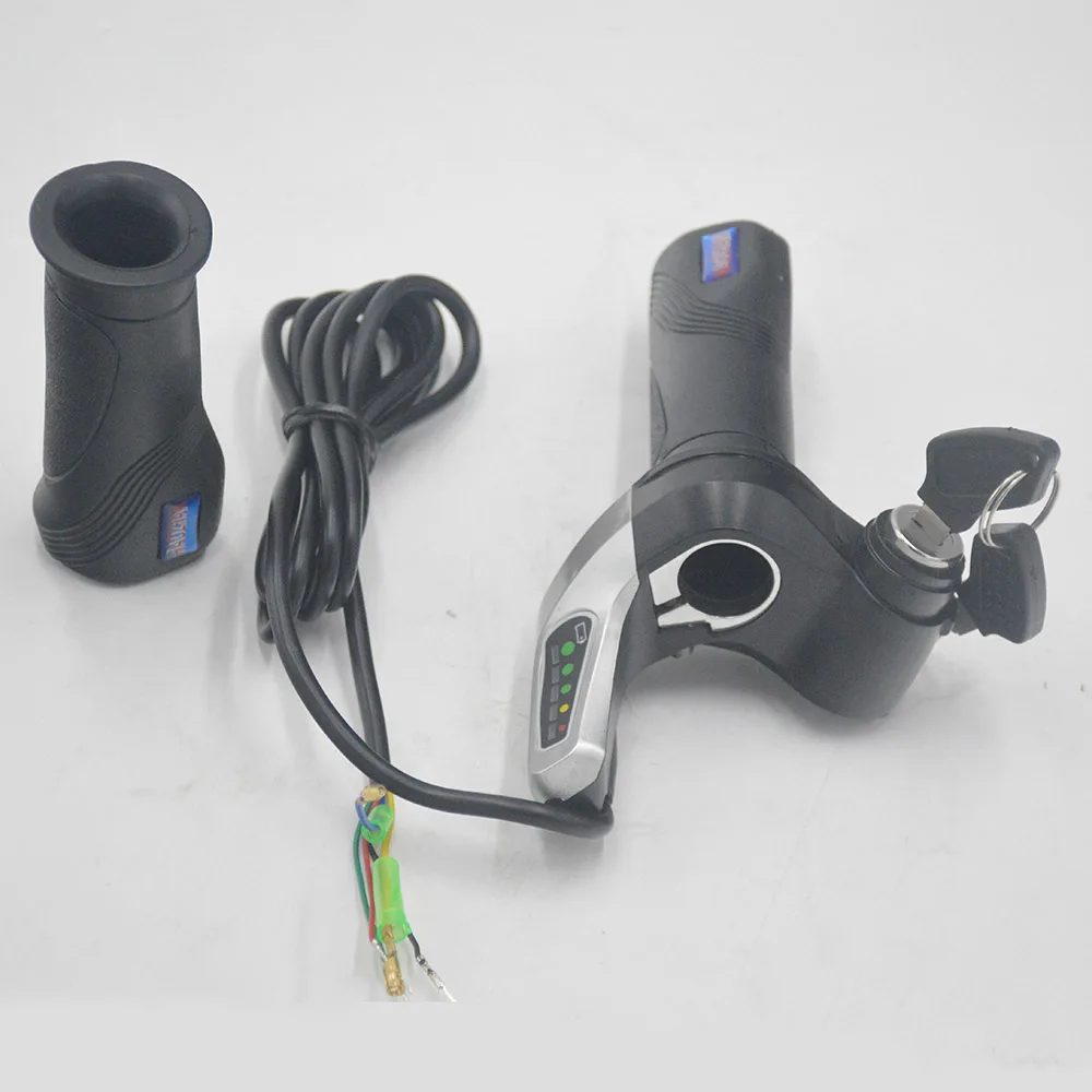 

1Pair Electric Bike Bicycle Throttle Speed Adjustment Handle with Key Lock Display Handle Divides Fittings into 24V 36V 48V