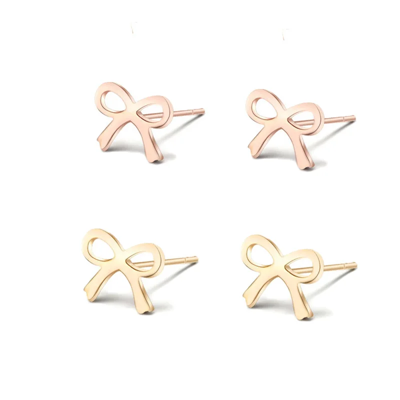 

2017 Bowknot Stud Earrings Brand Tiff Design Stainless Steel Fashion Women Charm Rose Gold Color Earrings Weddings Jewelry Gifts