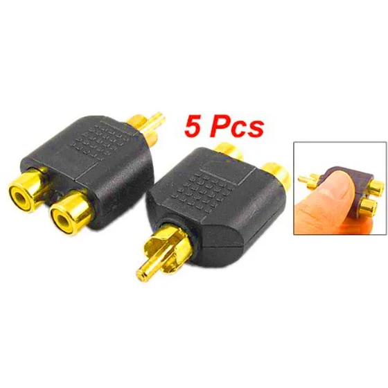 

Brand New 5 Pcs RCA AV Audio Y Splitter Plug Adapter 1 Male to 2 Female