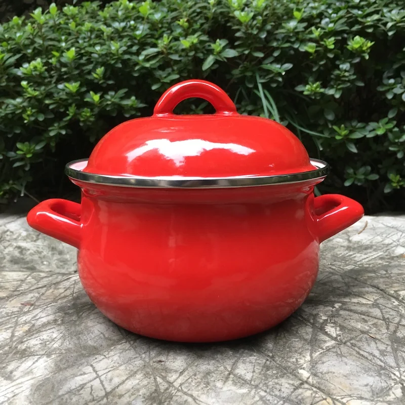 

enamel soup pot 16cm diameter size porcelain enameled bowl capacity 1300 ml