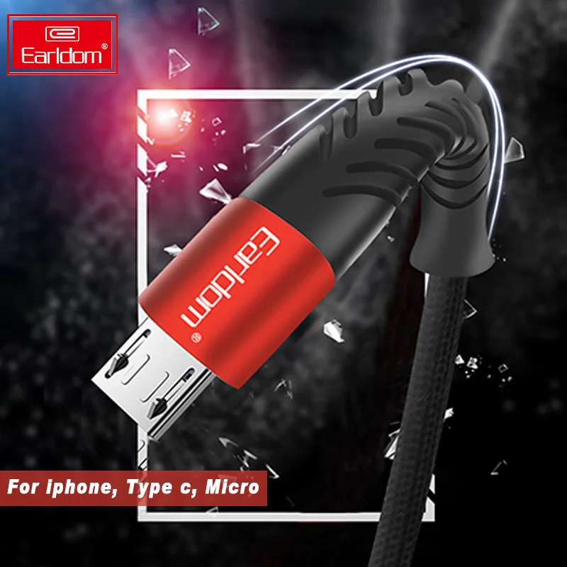 

Earldom Micro USB Cable For Samsung S7 S6 Type C for Huawei Xiaomi Phone Data USB C Cable for Iphone Cable Fishbone Cord
