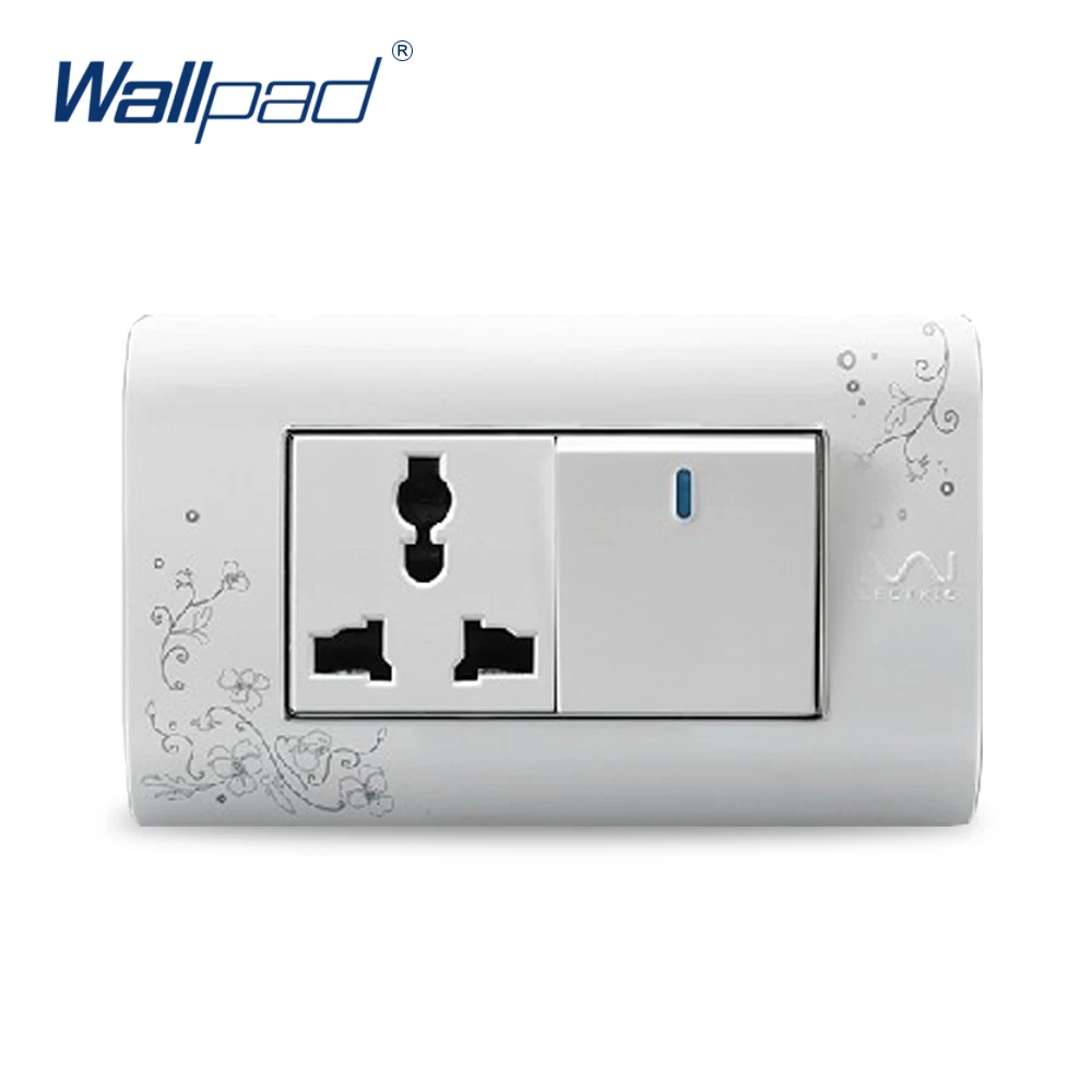 

2019 Hot Sale 1 Gang 3 Pin Socket Wallpad Luxury Wall Switch Panel Outlet 118*72mm 10A 110~250V