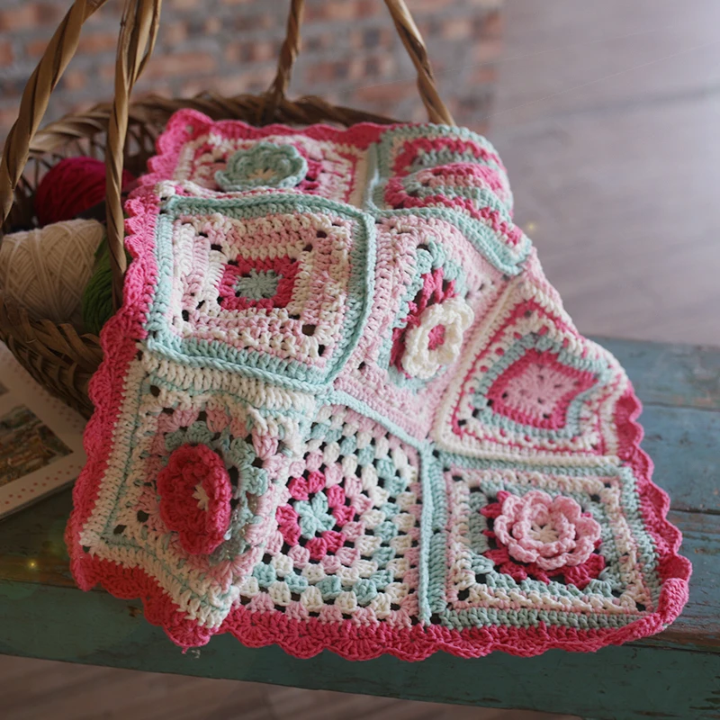

DIY handmade Manual Vintage Style Crocheted sofa blanket 50x50cm