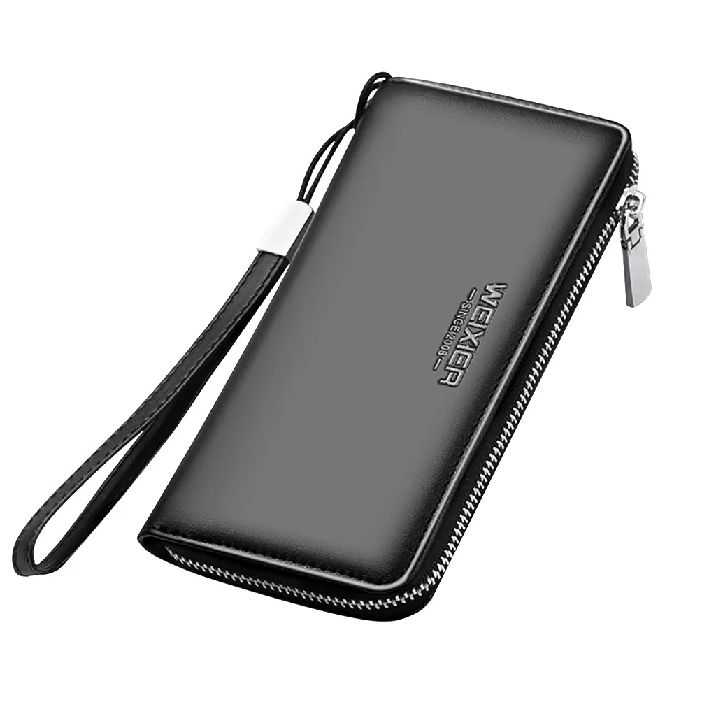 

Men Business High capacity Multi-function Card Holder Wallet Double Zipper Bag money clip porte monnaie femme