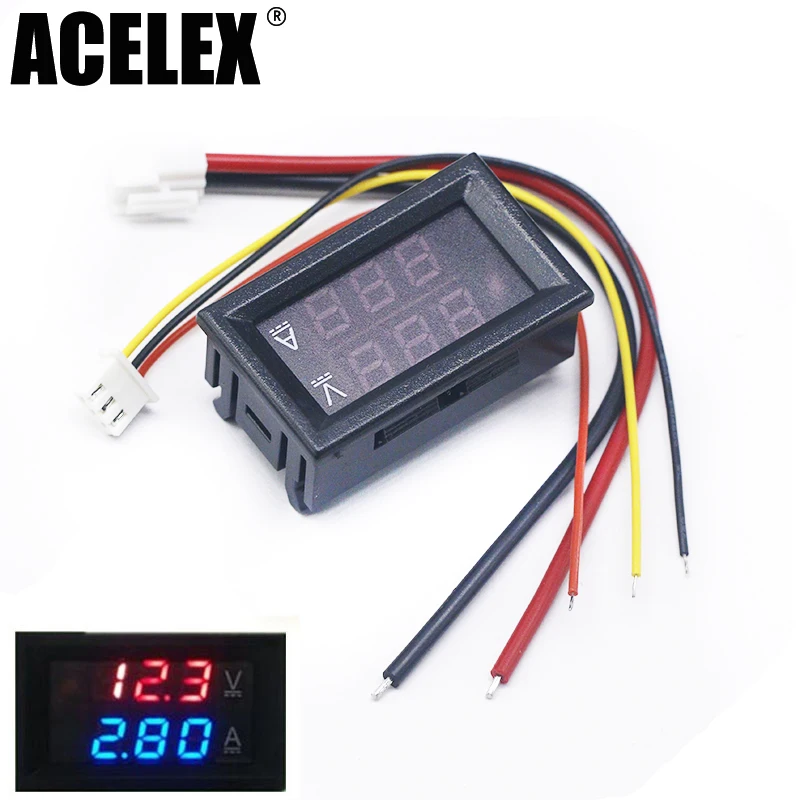 Mini Digital Voltmeter Ammeter DC 100V 10A Panel Amp Volt