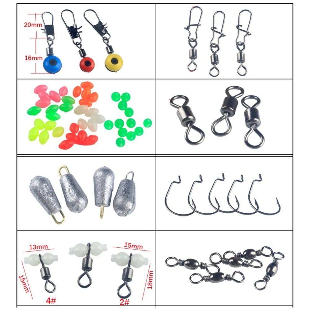 160 шт. рыболовные аксессуары набор джиг Крючки грузило поворотный шарик рыбы терминал снасти с коробкой