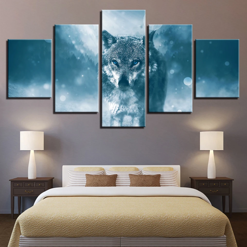 

Canvas Paintings For Living Room Wall Art Framework 5 Pieces Forest Animals Wolf Pictures HD Prints Abstract Posters Home Decor