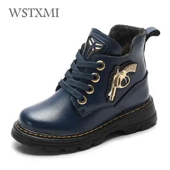 

Boys Boots Children Winter Shoes for Kids Genuine Leather Ankle Boots Fashion Martin Boots Plush Warm Casual Non-slip Sneakers