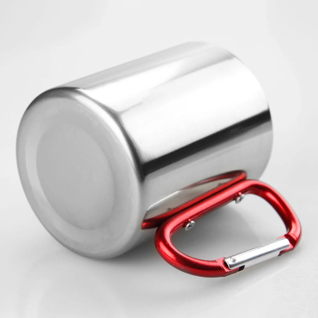 Amagogo 150ml Camping Mug Carabiner Lock Metal Outdoor Backpacking Travel Cups Beer Coffee For Climbing