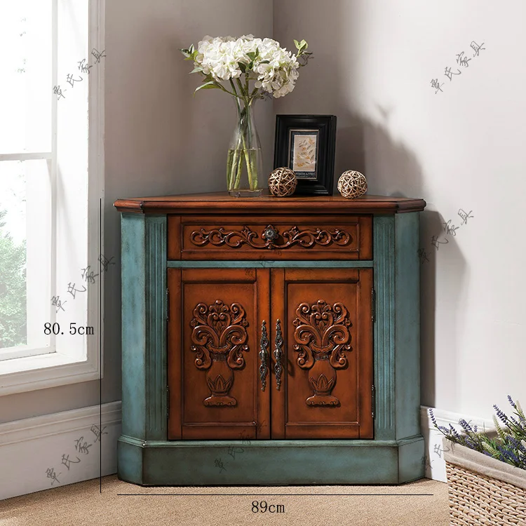 American made old wall corner cabinet engraved triangle cabinet blue corner cabinet door hall decoration corner