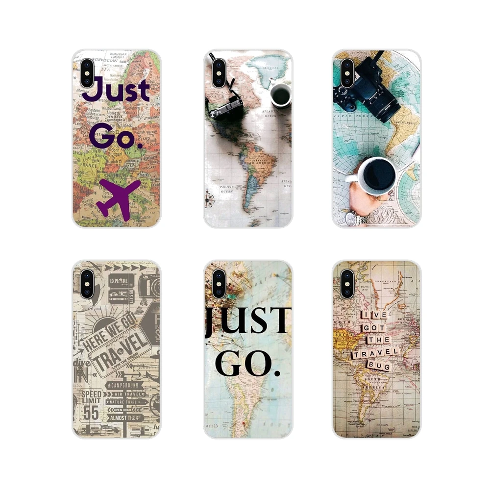 World Map Travel Just Go Accessories Phone Cases Covers For Xiaomi Redmi 4A S2 Note 3 3S 4 4X 5 Plus 6 7 6A Pro Pocophone F1 | Мобильные