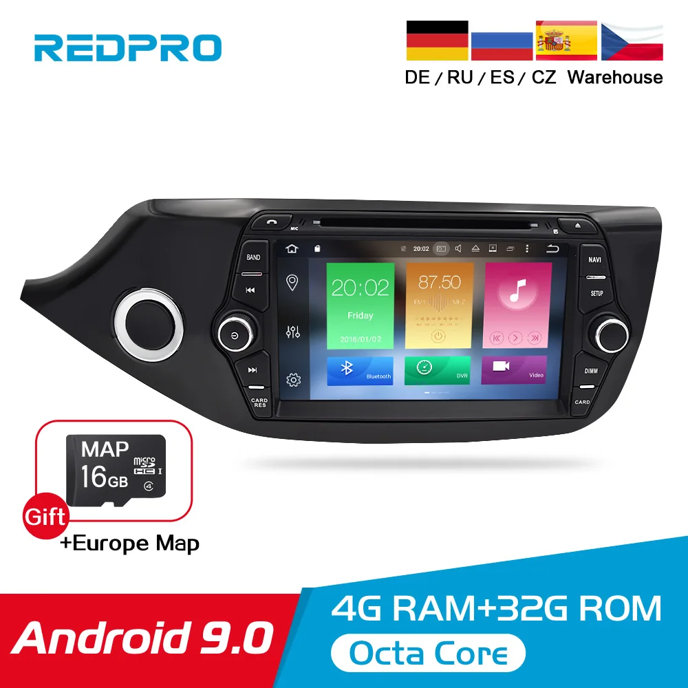 

2 Din Android 9.0 Touch Screen Car Multimedia Player for Kia Ceed 2013 2014 2015 Audio Radio Stereo Video WiFI Bluetooth DVD GPS