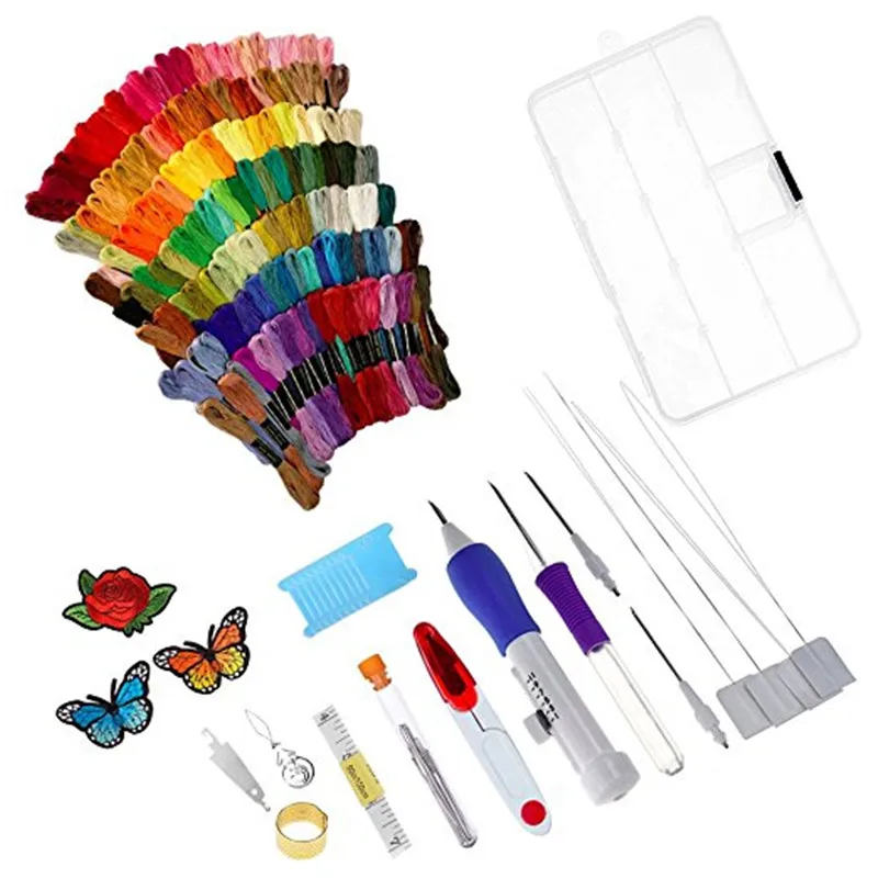 Magic Embroidery Pen Punch Needle Embroidery Patterns Punch Needle Set With 100pcs Threads Scissors Sewing Accessories For Women (1)