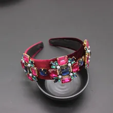 Бальная барочная головная повязка для невесты цветные стразы перекрестная повязка на голову двухцветная дикая подиумная повязка на голову темперамент уличная повязка на голову 730