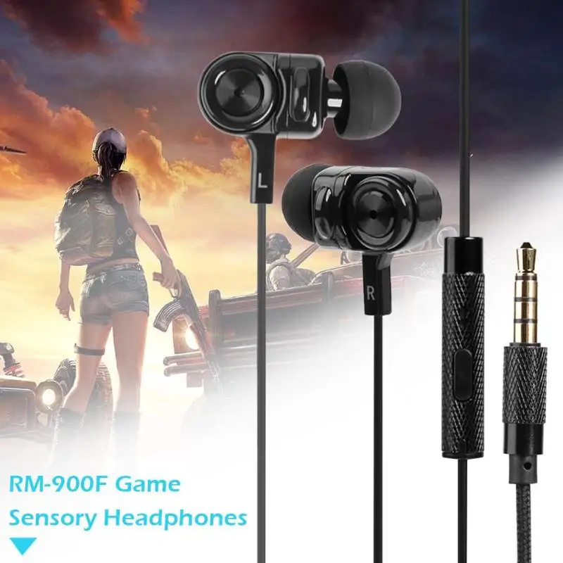Remax RM-900F 3D Sound Gaming Senses движущиеся катушки вибрационные наушники-вкладыши