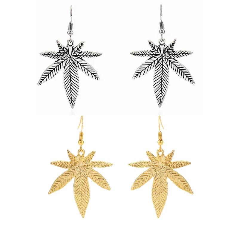 

1 Pair Antique Silver/Gold Color Tone Maple Leaf/Pot Weed Leaf Charms Pendants Earring Jewellery For Women