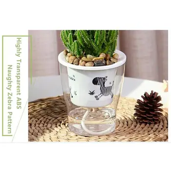 

1PCS Plant Flower Pots Cute Zebra Transparent Self Watering Planter Home Garden Decor Automatic Water Absorbing Flower Pot