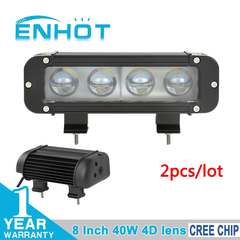 ENHOT 2pcs 8" 4D lens 40W Cree LED chip Light Bar for Work Lamp Tractor Boat Off Road 4x4 Truck Trailer SUV ATV Motorcycle IP68 |