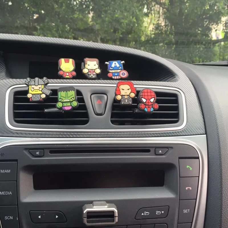 

MR TEA Set of 7pcs Car Air Vent Perfume Cute For Marvel Avengers Hero Air Freshener Air conditioner Perfumes Auto Accessories