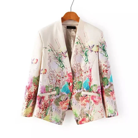 Дизайн Femininos осень весна Модные женские куртки одежда с принтом длинный рукав тонкий маленький блейзер - Цвет: As the picture