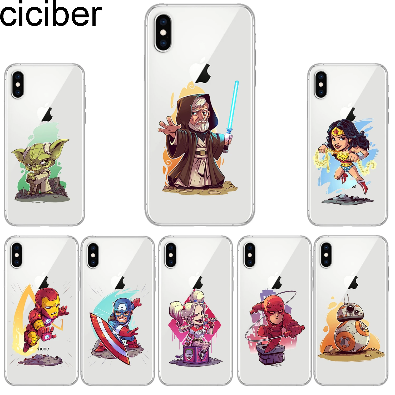 

ciciber Phone Cases for IPhone 7 8 6 6s Plus SE 5s X Xs XR XS Max Soft TPU Cover for IPhone 11 Pro Max Marvel iron Man Batman