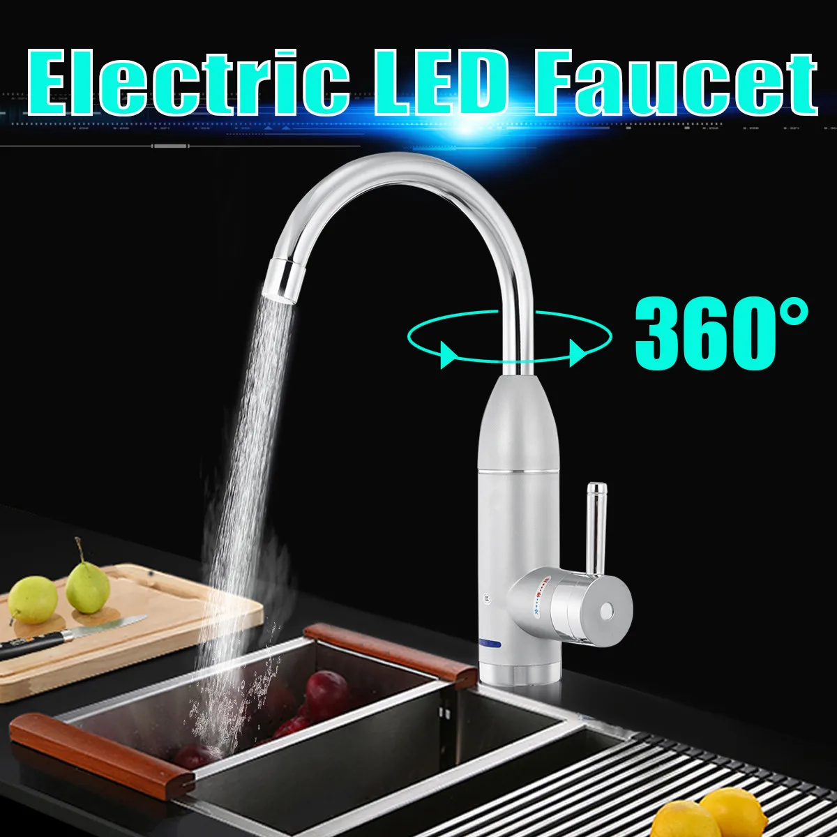 

360 Degree Fast Heating Home Kitchen Instant Electric Water Heater Hot Cold Mixer Faucet Adjustable Faucet Tap LED Display