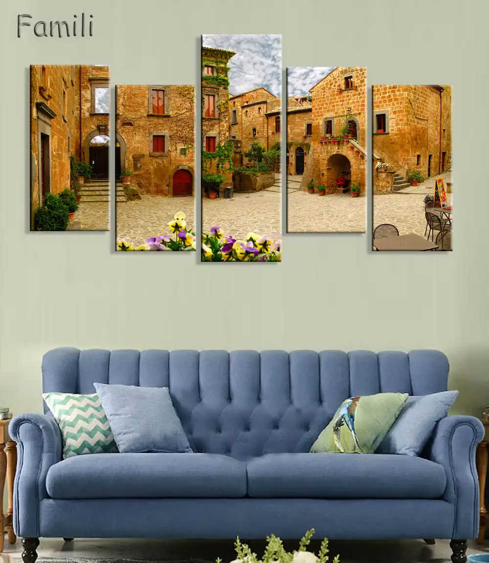 5 Paneles De Toscana Italia Campos Colinas Arboles Amanecer