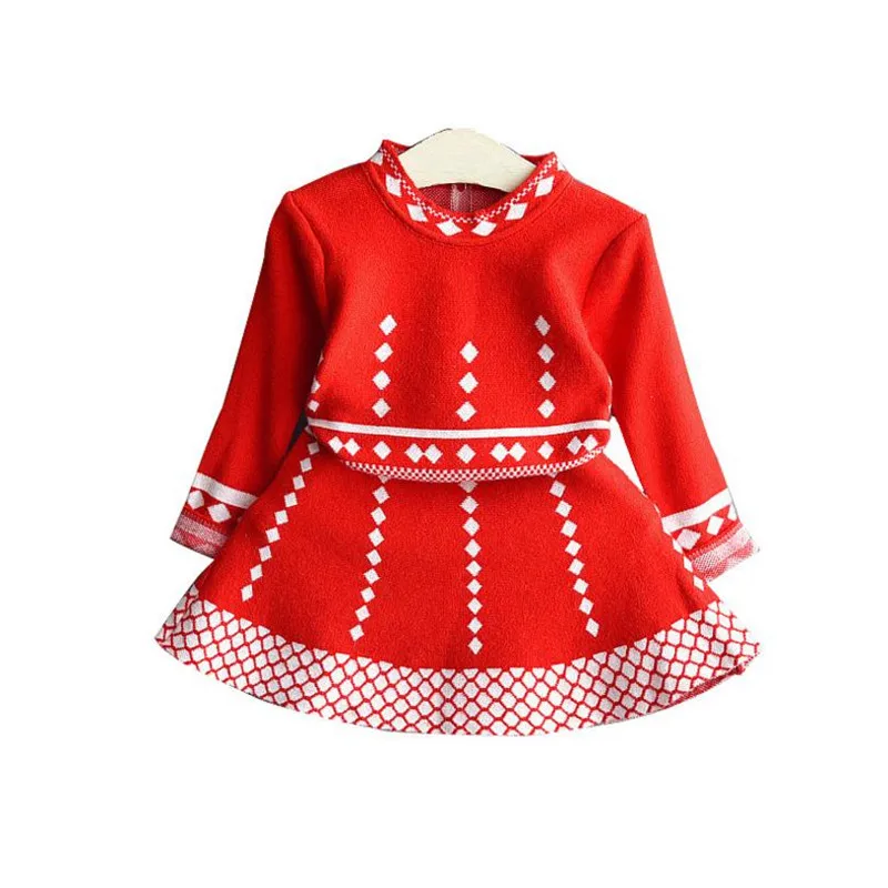 

DFXD High Quality England Style Girls Clothes New Fashion Autumn Cotton Long Sleeve Knitted Dress Baby Girls Sweater Dress 2-8Y