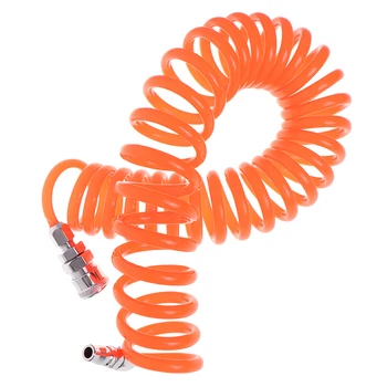 

6M Useful Polyurethane PU Air Compressor Hose Tube Flexible Air Tool With Connector Spring Spiral Pipe For Compressor Air Tool