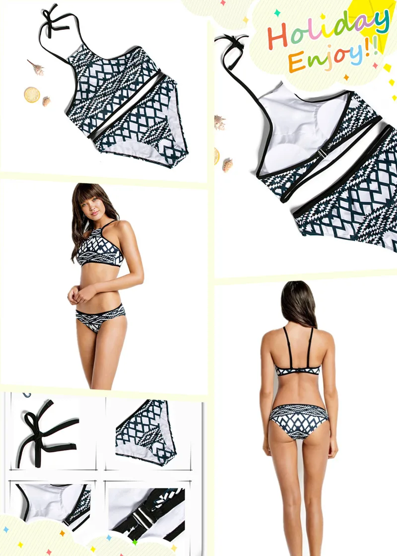 2017 Ariel Sarah Brand New arrival Swimwear Women High Neck Bikini Digital Printing Sexy Bikini traje de bano mujer Q016 (2)__