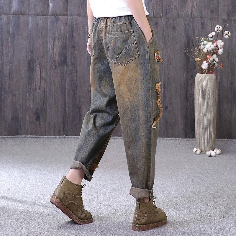 EWQ-New-Summer-spring-2018-fashion-tide-loose-pockets-lace-up-elastic-waist-stars-patch (3) - 