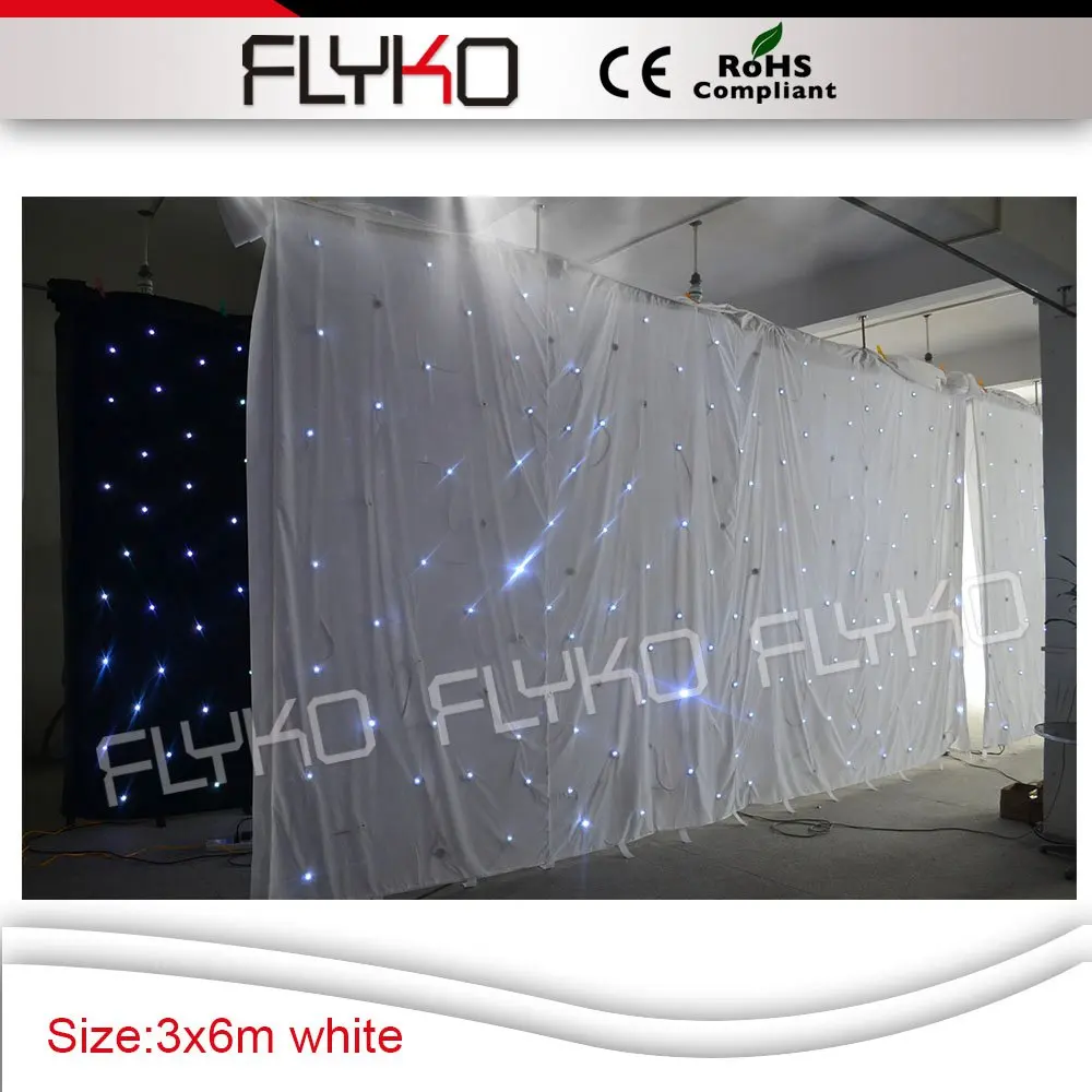 

3x6m white cloth star twilking lighting curtain white single color leds led star drop curtain
