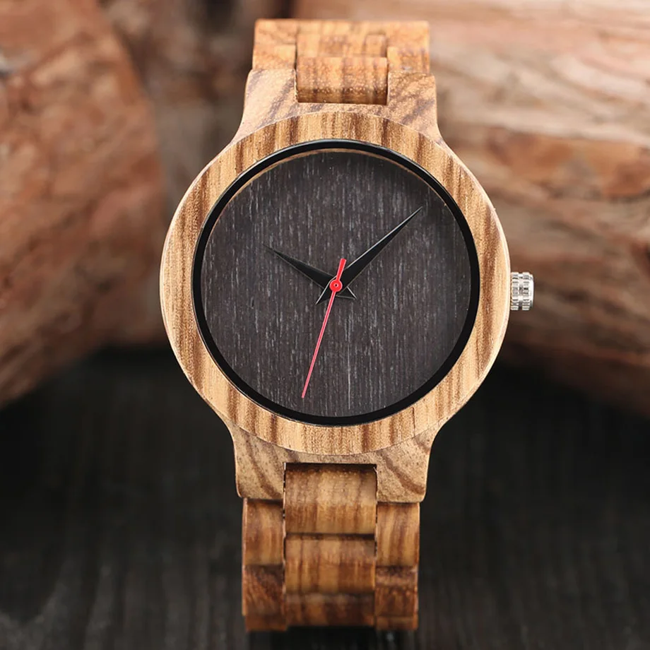 Unique Men Creative Wood Watches Full Natural Bamboo Handmade Wooden Sports Quartz Wristwatch Top Quality Red Second Hands Clock (7)