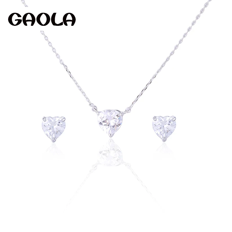 Комплект из колье и сердца серебристого цвета GLD0889/GLE0705Y | Украшения аксессуары