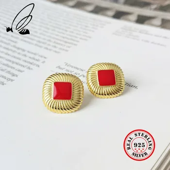 

Drop Oil Red Gold Color Pure 925 Sterling Silver Stud Oorbellen Gotico Boucle D'oreille Femme 2019 Women Accessories Jewellery