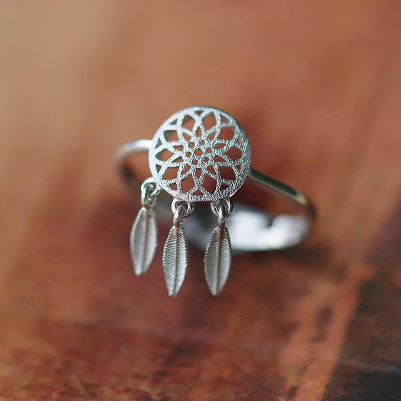 

Personality Retro Vintage 925 Sterling Silver Feather Rings For Women Wedding Engagement Jewelry Big Finger Rings Anillos
