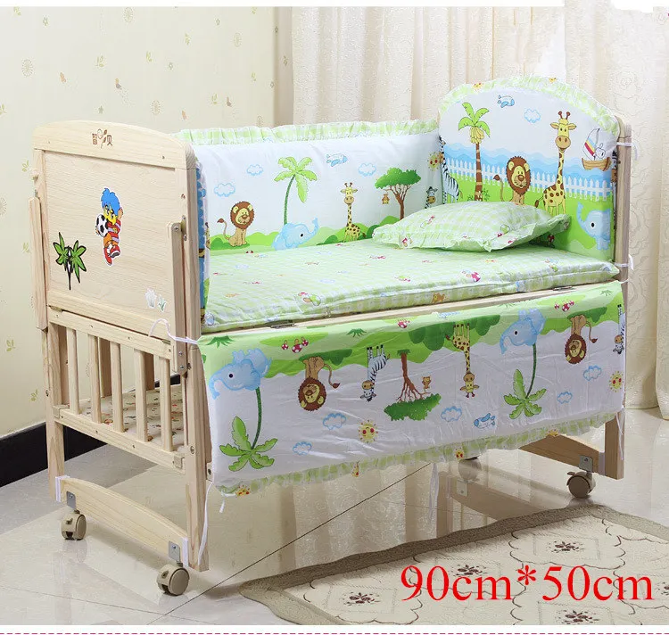 Детская кровать бампер хлопок/плюшевые детские постельные принадлежности для новорожденных малышей Детская кровать вокруг постельное белье кроватка бамперы - Цвет: 90-50 green