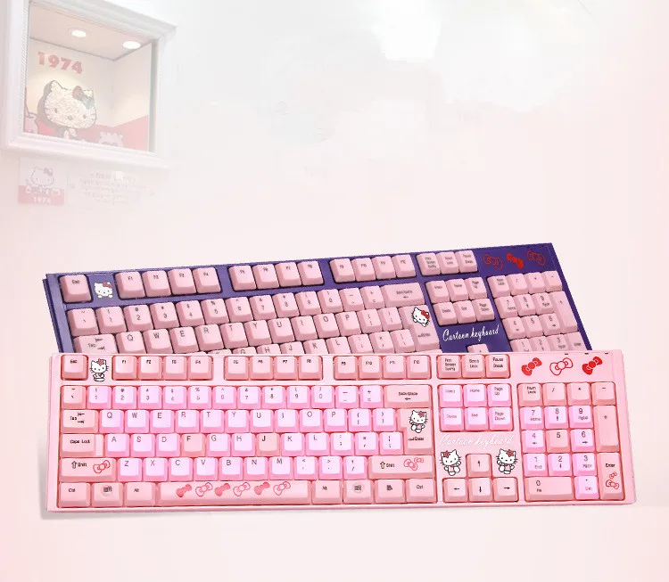 

MAORONG TRADING Desktop Notebook Cartoon Cute Girl USB Cable KT Pink Waterproof Keyboard