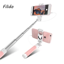 Mini Portable Selfie Stick For Iphone 6 Plus 5s SE Samsung any Android Phones Audio Cable Wired Palo Monopod Self-Pole