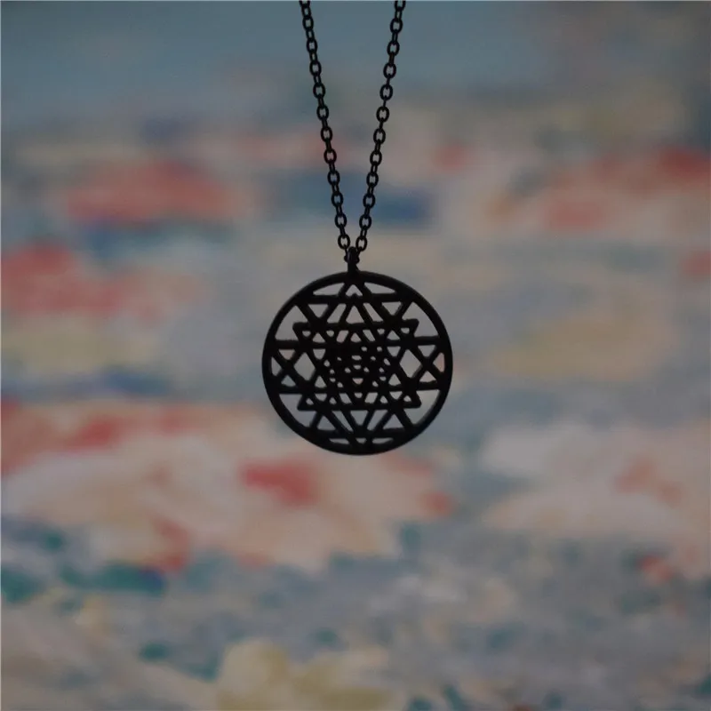 Прямая поставка подвеска Sri Yantra серебряного цвета ожерелья и подвески для женщин