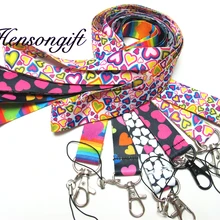 Hensongift девушки ключ от сердца талреп ID держатель значка сердце ремешки на шею для мобильного телефона