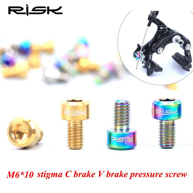

2Pcs M6x10mm Titanium Bolt V Brake Wire Fixing Bolts Ti Screw C Brake Titanium Screw Bicycle Bolts Titanium Golden Colors