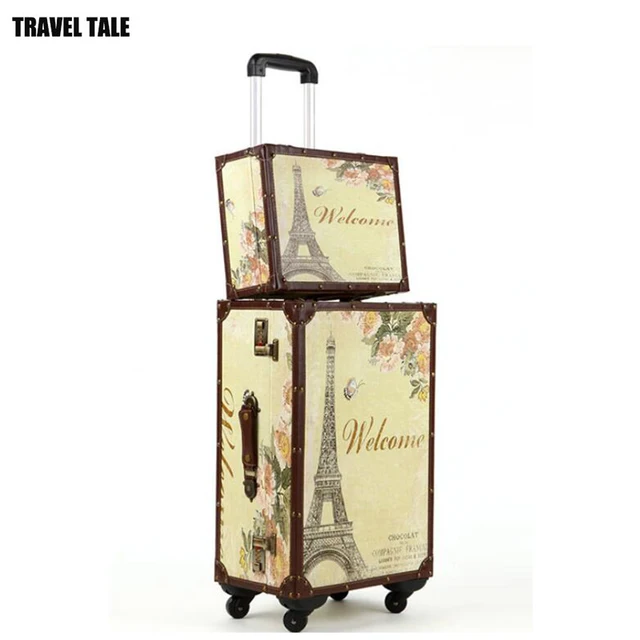 Us 110 88 12 Off Travel Tale 20 24 Inch Vintage Rolling Luggage With Handbag Trolley Bags Organizer For Women In Suitcases From