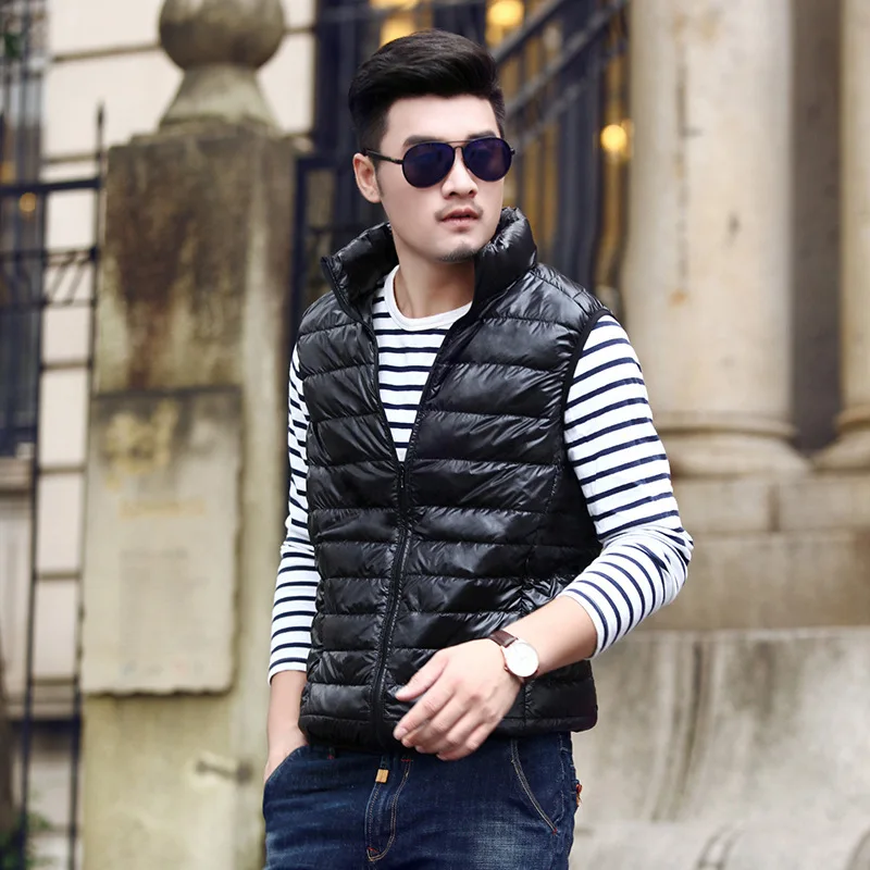  2019 Spring and Autumn New Fashion Boutique Fashion Warm Ultra-thin Mens Casual Down Vest Men Slim 