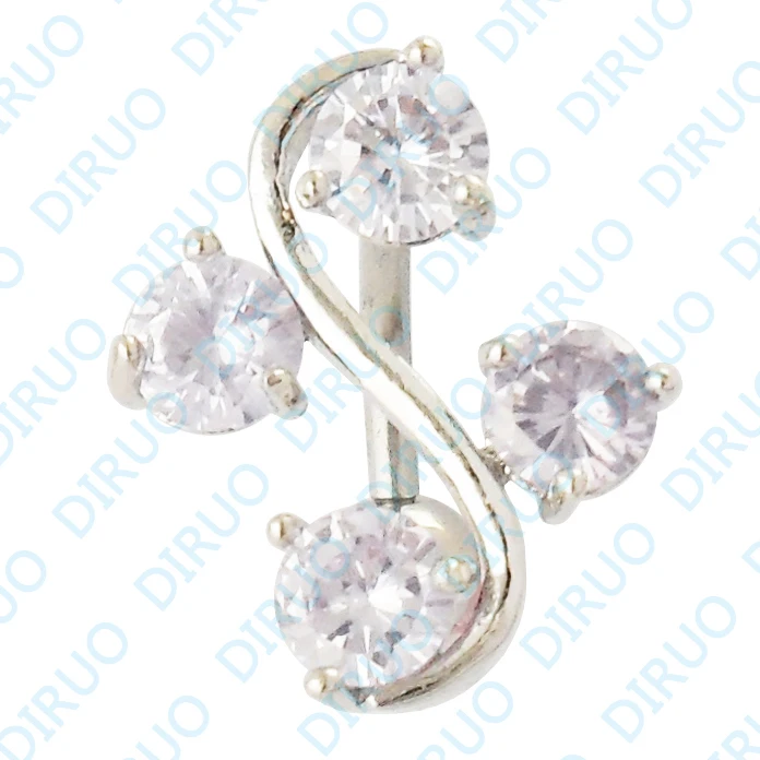 4 Gem Vine Reverse Belly Button Ring