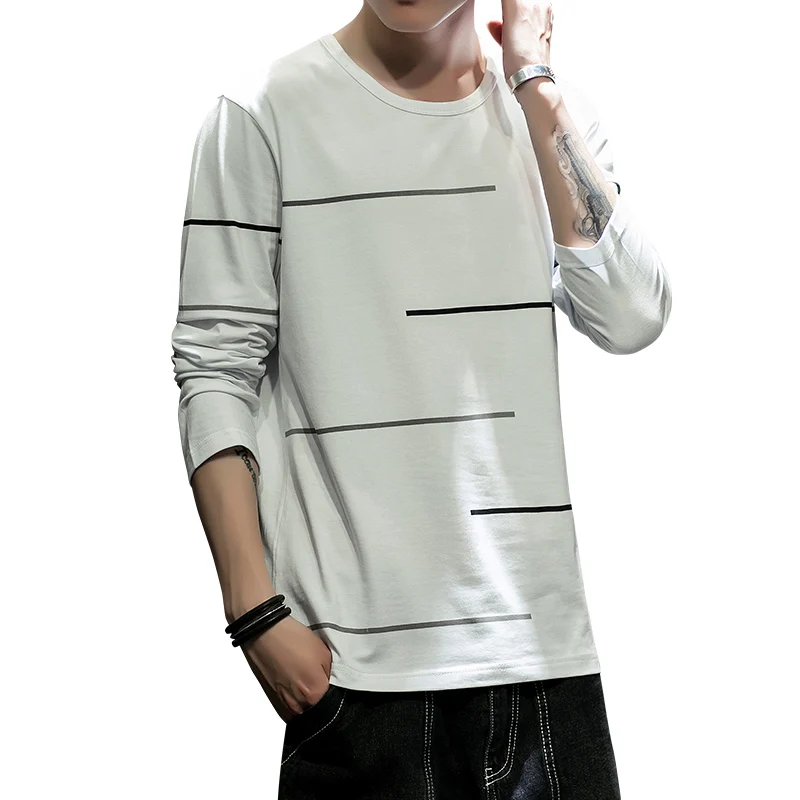 

2019 men's long-sleeved T-shirt Slim custom round neck T-shirt men's fitness color T-shirt men's cotton long-sleeved T-shirt